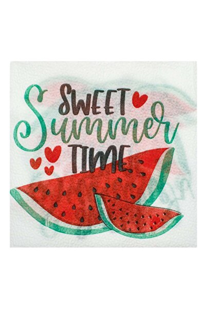 OEM White Table Napkins with 1 Ply Summer Pattern Watermelon "Sweet Summer Ti...