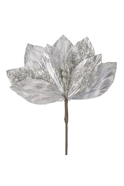 OEM Decorative Christmas Flower Silver with Glitter 28 centimeters
