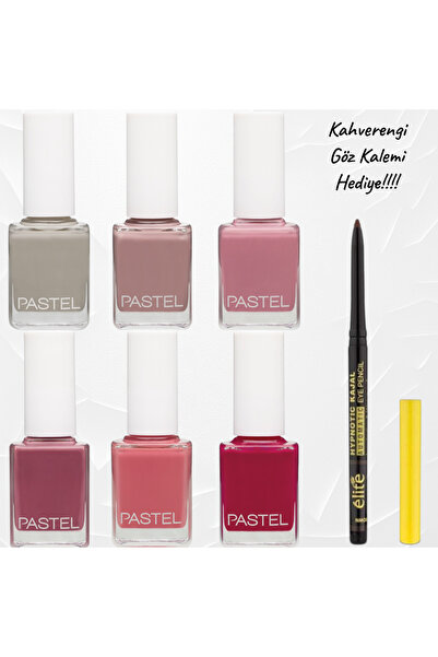 Pastel 6 lı Oje Seti 424-425-426-427-428-429 + Kahverengi Göz kAlemi Hediye!!!