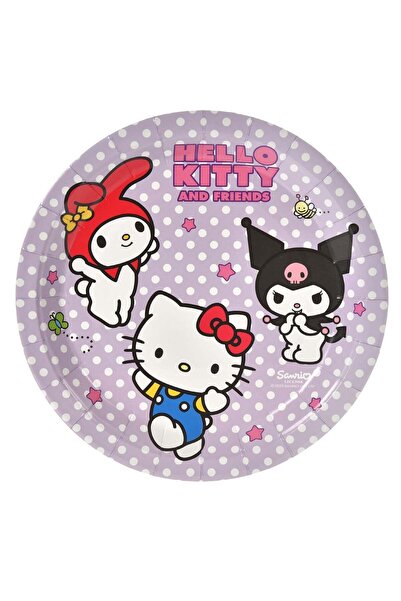OEM Farfurii de Petrecere din Carton Lila cu Model Buline Hello Kitty & Frien...