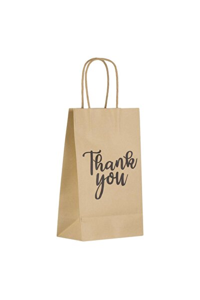 OEM Sacosa Cadou Kraft Maro cu Imprimeu Negru Thank You 13.5x8x23cm