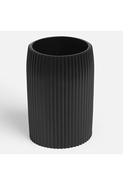 OEM Straight Black Toothbrush Holder with Embossed Vertical Lines Ø7x11.2 cen...
