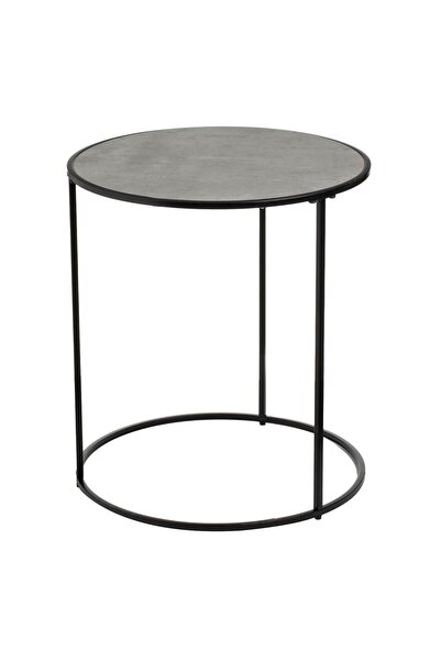 OEM Side Table with Metal Frame & Cement Texture MDF Top Ø45x50cm