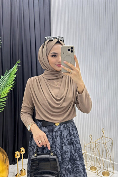 fera butik Kadın Büzgü Detaylı Sandy Zara Bluz
