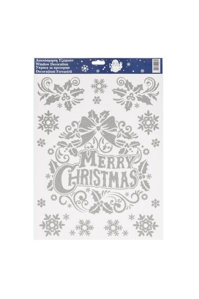 OEM Autocolante Decorative de Craciun Coronita "Merry Christmas" Glitter Argi...