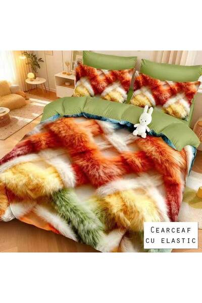 Patul Lenjerie de Pat 6 Piese, Bumbac Finet, Pucioasa, Pat Dublu, 2 Persoane,...