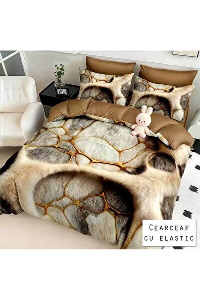 Patul Bed Linen 6 Pieces, Fine Cotton, Sulphur, Double Bed, 2 Persons, Fitted...