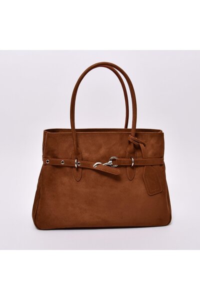 KlasBazaar Metal Toka Detaylı Süet Omuz Çantası