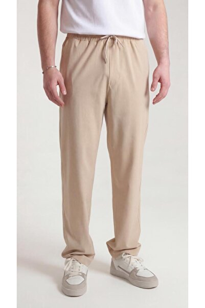 Quanlex Erkek Bej Baggy Fit Paraşüt Eşofman Altı Nefes Alan İnce Yazlık Rahat...
