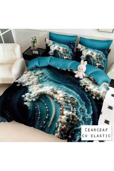 Patul Bed Linen 6 Pieces, Fine Cotton, Sulphur, Double Bed, 2 Persons, Fitted...