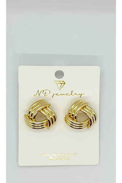 ndjewelry Multi-Ring Interlocking Earrings – Gold Modern