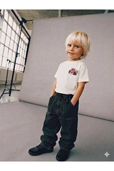 Leni Kids Boy's Anthracite Denim with Belt Detail