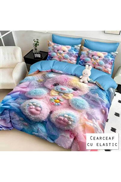 Patul Lenjerie de Pat 6 Piese, Bumbac Finet, Pucioasa, Pat Dublu, 2 Persoane,...