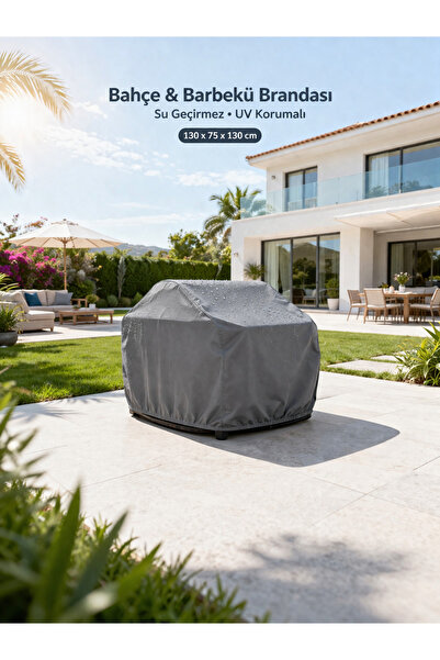 COCEM Barbekü Brandası 130x75x130 cm Su Geçirmez UV Korumalı Mangal Koruma Ör...