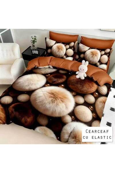 Patul Lenjerie de Pat 6 Piese, Bumbac Finet, Pucioasa, Pat Dublu, 2 Persoane,...