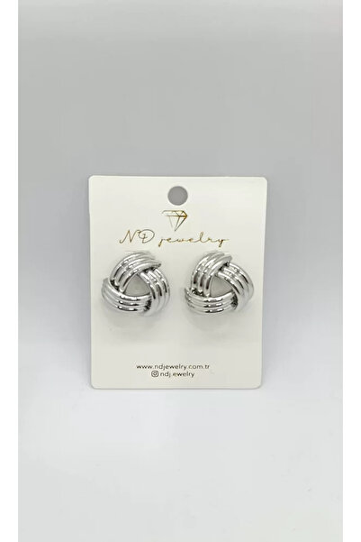 ndjewelry Multi-Ring Interlocking Earrings – Silver Modern