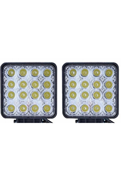 OEM Set 2 x Proiector auto 16 LED-uri, 48W, 12V-24V, pătrat, IP67