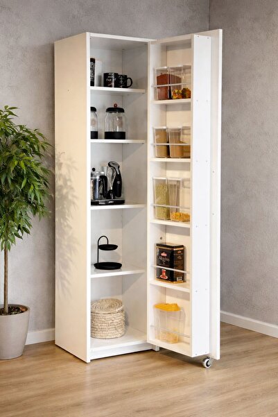 MODENZA %100 MDF Erzak Dolabı - Kiler Dolabı - Çok Amaçlı Dolap - Beyaz