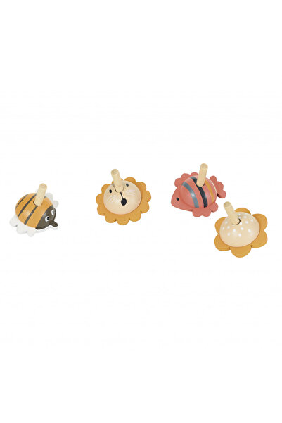 Egmont Toys Wooden spinning top with various shapes,