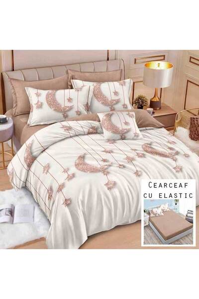 Patul Bed Linen 6 Pieces, Fine Cotton, Sulphur, Double Bed, 2 Persons, Fitted...