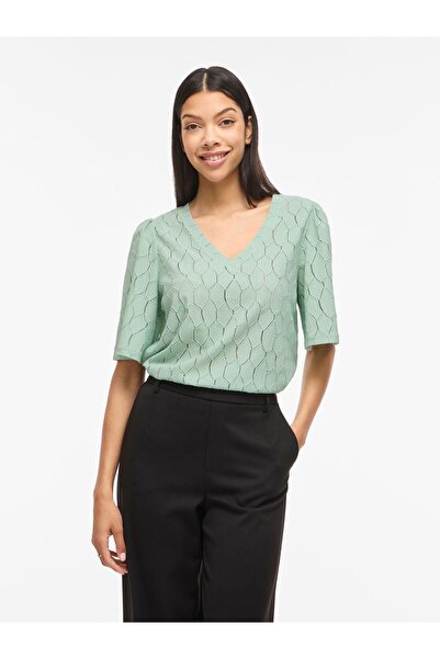 VILA Oberteil mit kurzen Ärmeln VIMARCELLA V-Ausschnitt