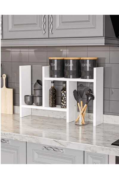 MODENZA %100 MDF Çok Amaçlı Raf Mutfak Tezgah Üstü Organizer Banyo Mutfak Düz...