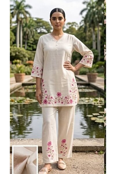 Genaric Women’s Cotton Flex Designer Co-Ord Set – Floral Embroidered Pure Cot...