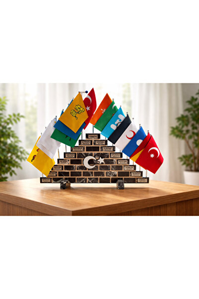 aysra shop 17’li eski Türk Devletleri Bayrak Seti ELAZIĞ VİŞNE MERMER masa üs...