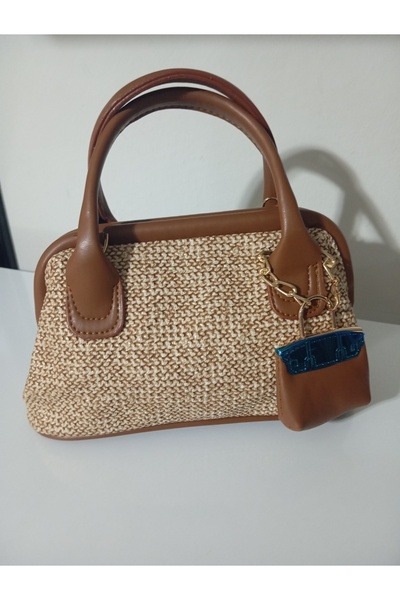 clebags Hasır mini charmlı çanta