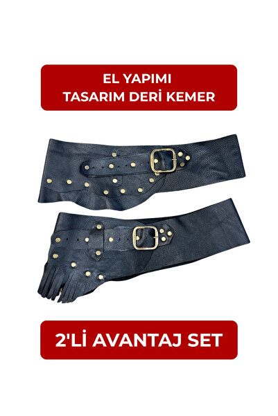 Yılday Gür Butik Black Tasseled and Basic Handmade Design Leather Belt - Adva...