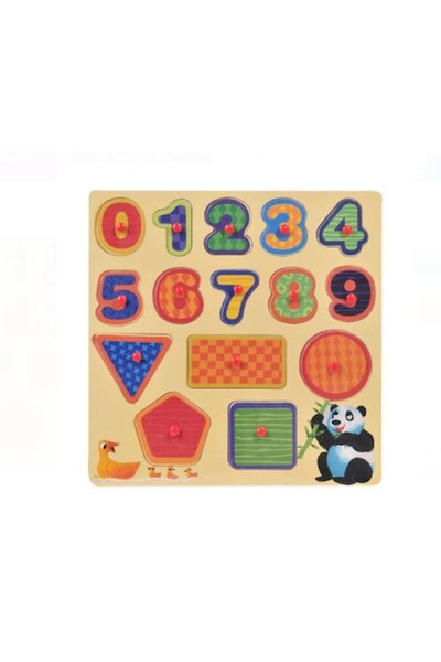 Dreamer Puzzle din lemn cu numere și forme, 15 piese, 30x30cm