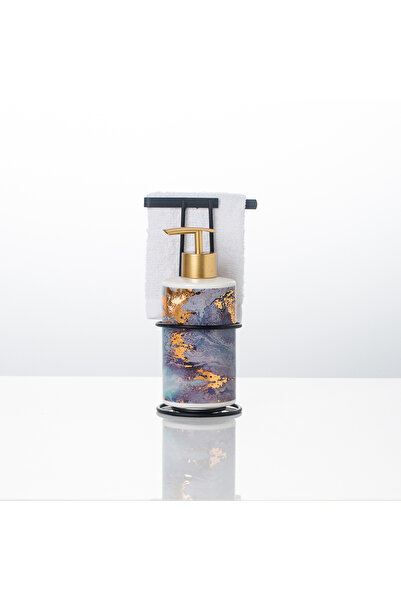 Malooki Dotted porcelain soap dispenser set with holder and hand towel