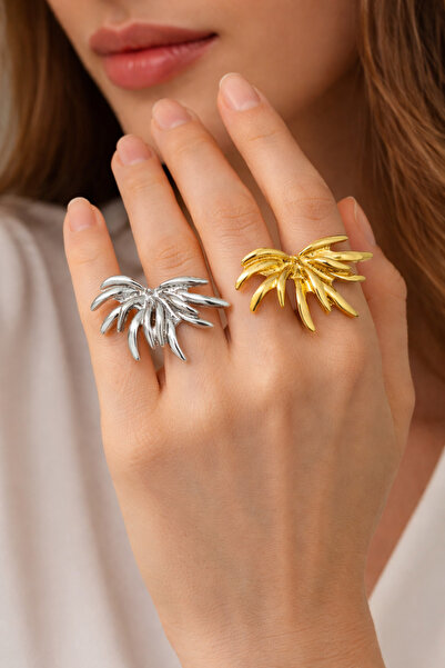 MRK Women's 2-Piece Gold and Silver Palm Ring