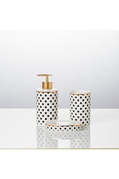 Malooki Dotted 3-piece bathroom accessory set: soap dispenser, solid soap hol...