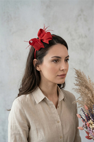 Massaltay Fiyonk Detaylı Tüylü Lohusa Tacı Kına Söz Nişan Baby Shower Gelin Tacı