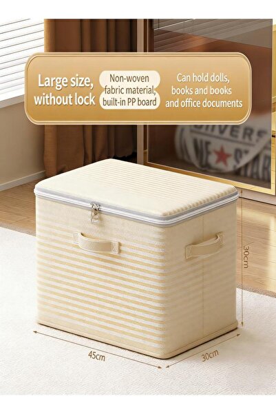Generic Striped large-capacity storage box is foldable and available in vario...