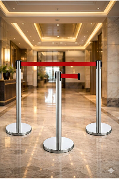 Grand City Media طقم أعمدة تنظيم الحشود - حزام حاجز أمان