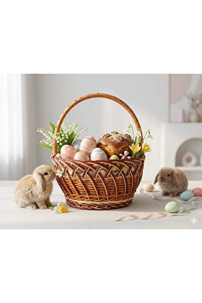 OEM Handmade Wicker Easter Basket with Handle, Medium 39x35x29cm