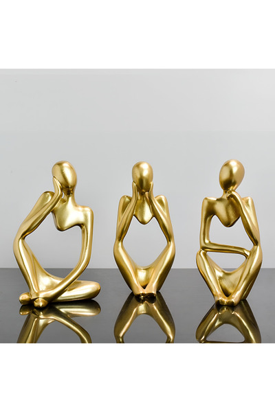 Generic 3Pcs Gold Statue Decor, Thinker Abstract Art Sculpture for Home, Livi...