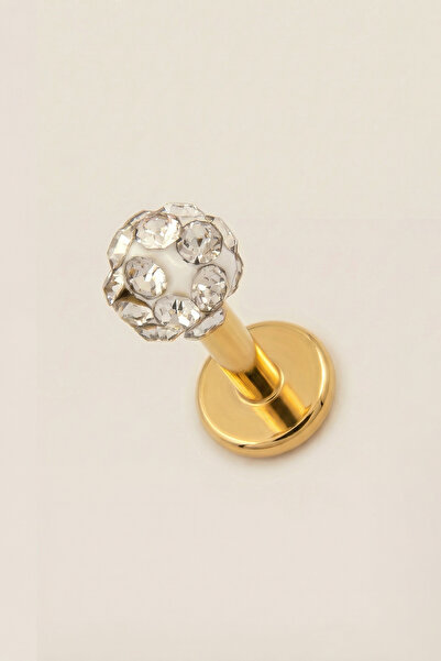 Hetra Altın Renkli Cerrahi Çelik 6 mm Toplu Flatback Tragus Piercing – Helix,...