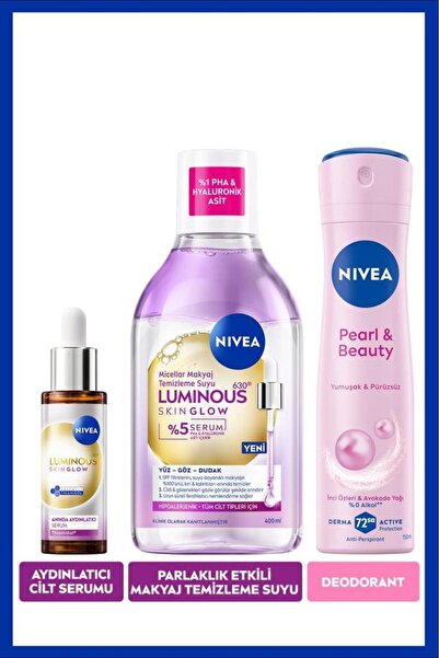 NIVEA Skin Glow Aydınlatıcı Serum 30ml, Micellar Makyaj Temizleme Suyu 400ml ...