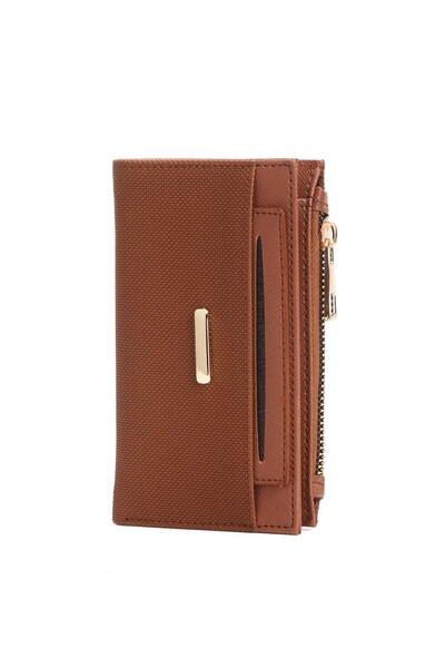 Newish Polo Women's Zippered Portfolio Wallet Card Holder Textured Vegan Faux Leather - Medium Size