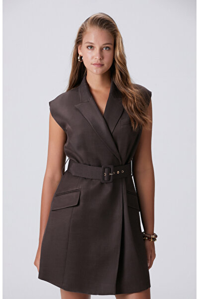 Network Kahverengi Mini Elbise
