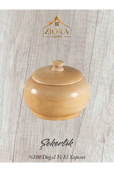 Genel Markalar Ahşap Şekerlik Kapaklı Doğal Ağaç Şekerlik Seti