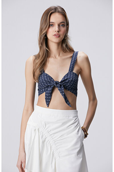 Network Lacivert Kırık Beyaz Desenli Büstiyer