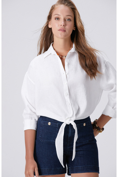 Network Beyaz Keten Gömlek