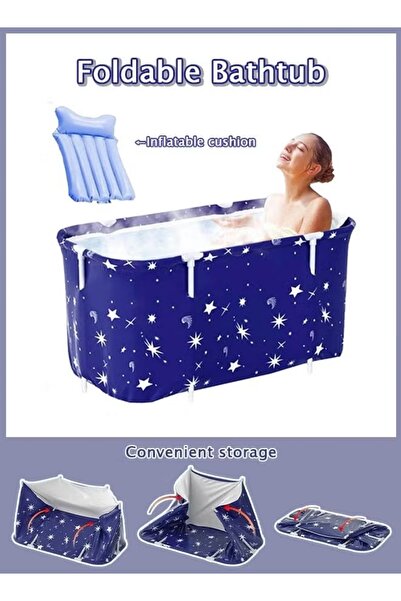 Generic حوض استحمام قابل للطي كبير الحجم، حوض استحمام قائم بذاته للنقع والاست...