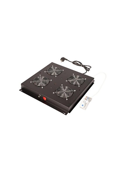 Lande وحدة مروحة بأربع مراوح مع منظم حرارة (أسود)