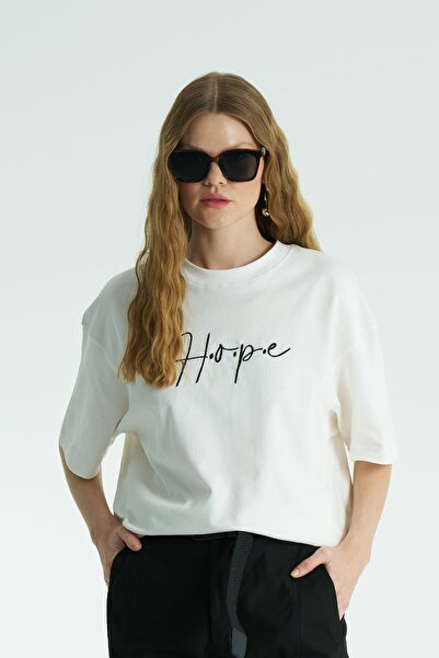 SAW Urbanity Hope Oversize Tişört Kadın Ekru