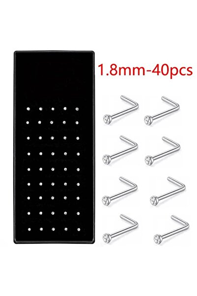 Choice4 L-Silver(40PCs) 40/60 Pcs/Set Crystal Stainless Steel Nose Piercing P...